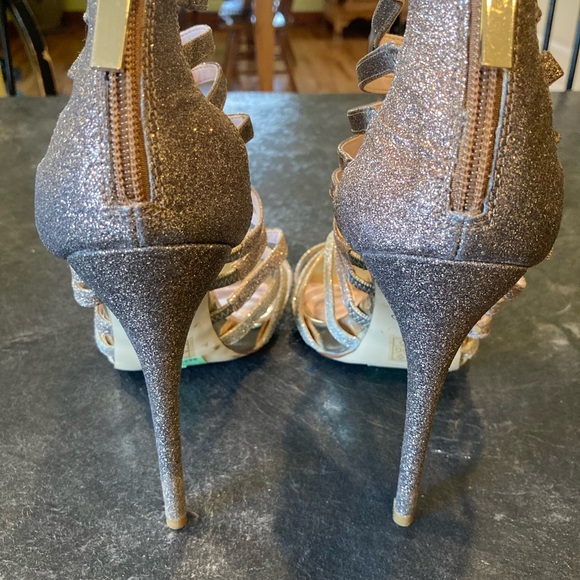 Women's ALDO gold bronze ombré glitter stiletto heels sandals shoes size 8.5 - Picture 7 of 11